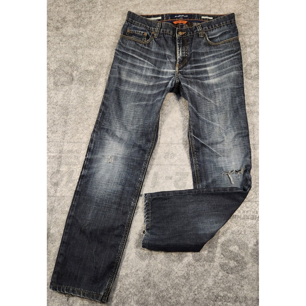 Alberto Jeans Men's 33x29 Blue pipe Regular‎ Slim Fit 100% Cotton